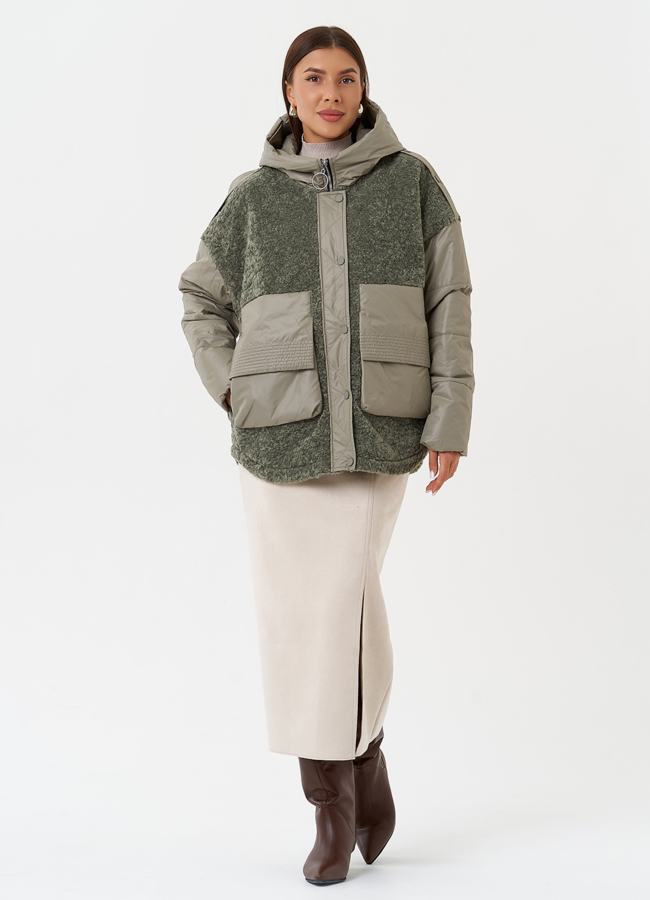 фото Комбинированная куртка с капюшоном модель № 28105