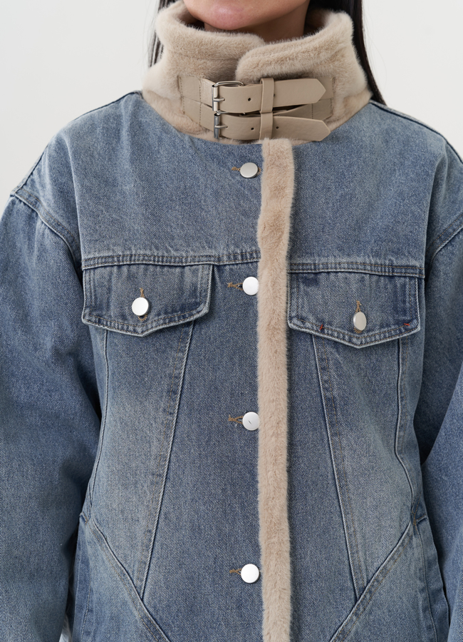 Джинсовая куртка с искусственным мехом модель № 26708 универмаг малина