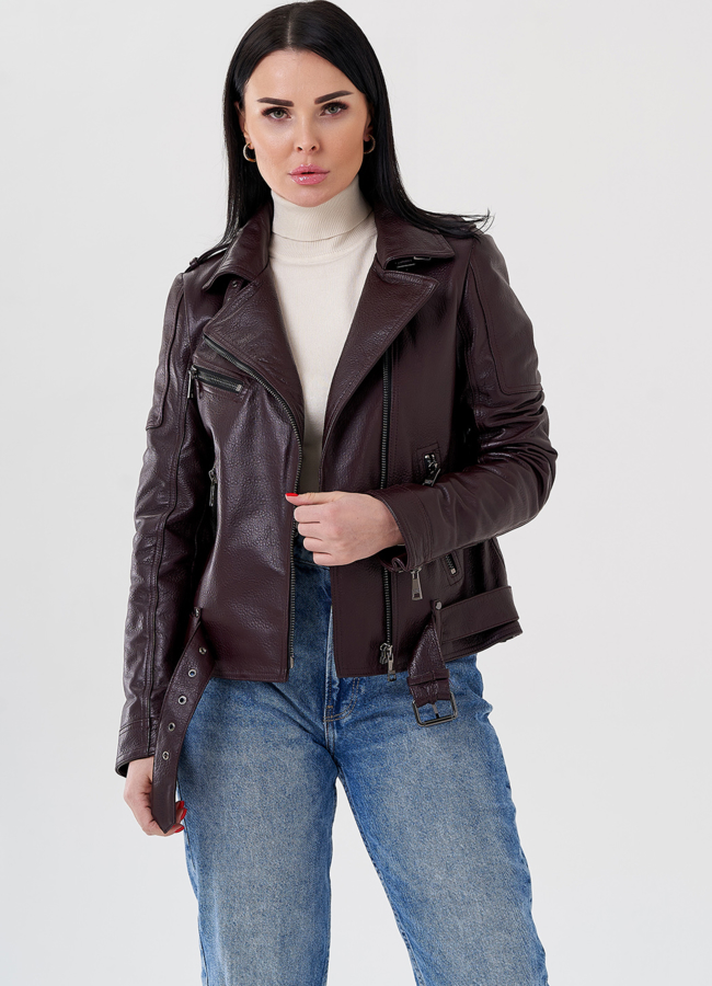 Женская куртка-косуха из натуральной кожи модель № 21163 универмаг малина Женская куртка-косуха из натуральной кожи модель № 21163 универмаг малина