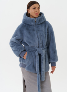 Шуба из эко меха с капюшоном