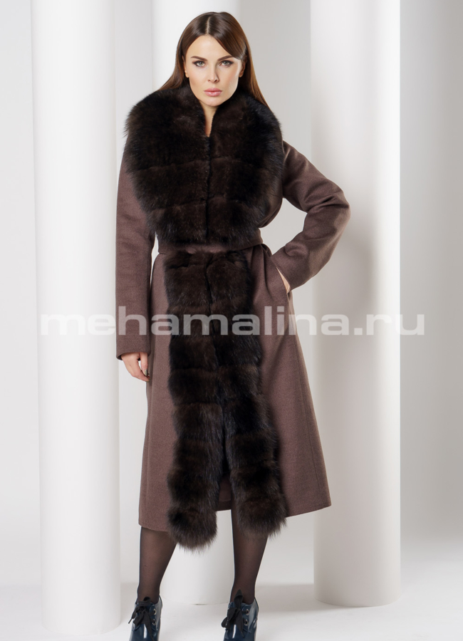 Пальто Oksa с мехом модель № 7434 универмаг малина