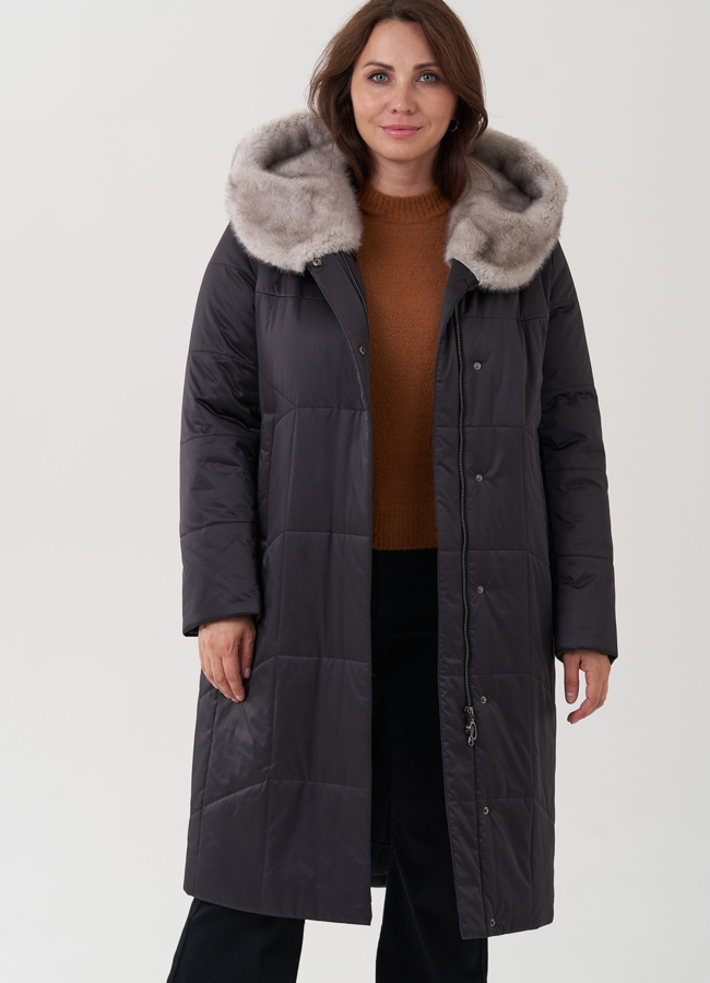 Женский пуховик с капюшоном  модель № 24961 в кредит