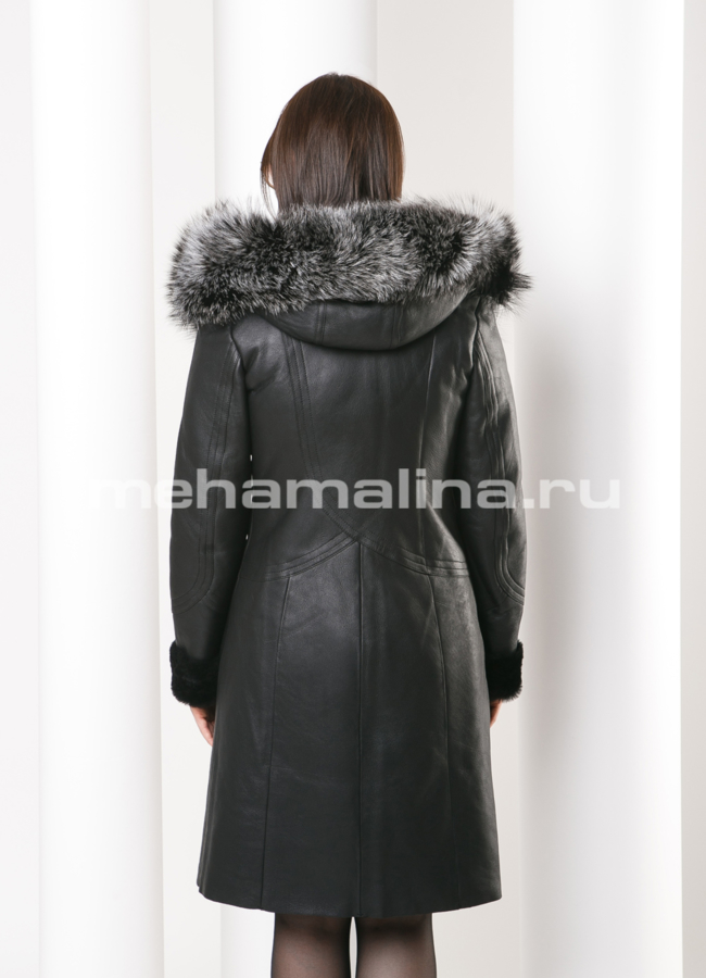 Дубленка с капюшоном модель № D-162 в кредит