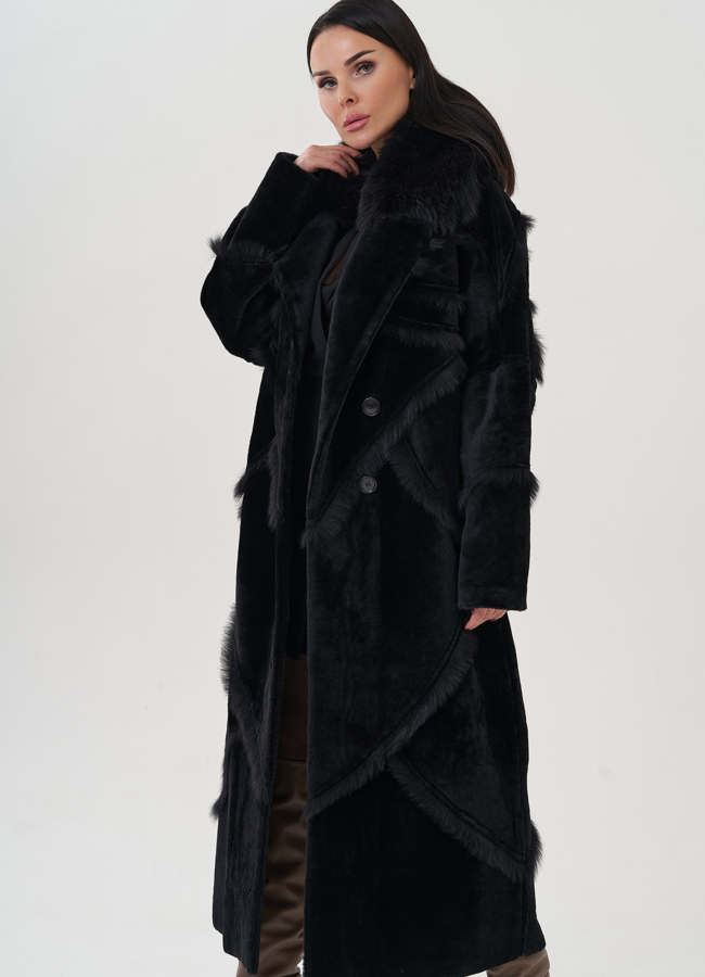 Женская дубленка с английским воротником  модель № 26046 универмаг малина