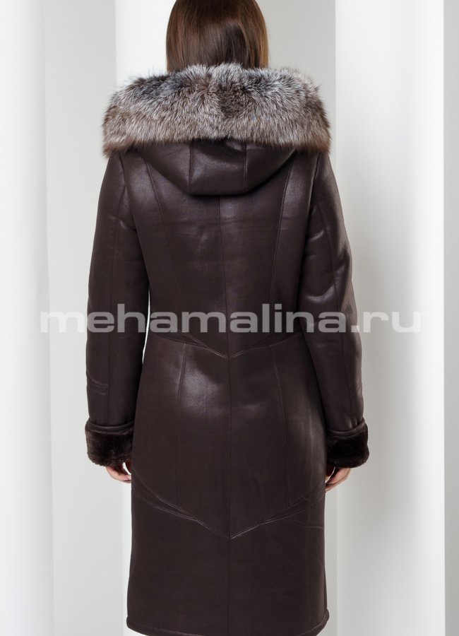 Дубленка с капюшоном модель № D-192 в кредит