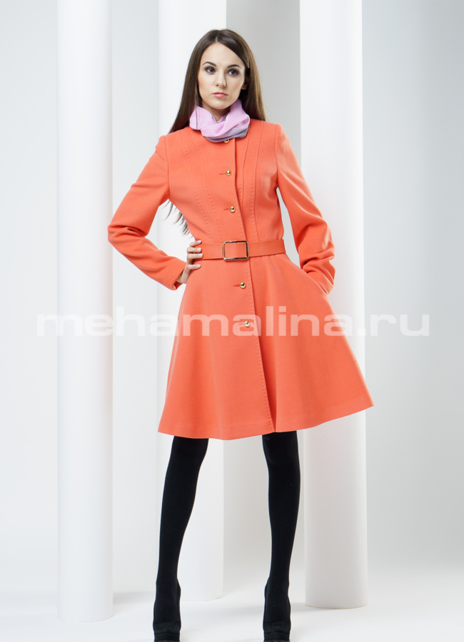 Пальто женское, цвет заря модель № BP-17 меха малина Пальто женское, цвет заря модель № BP-17 меха малина