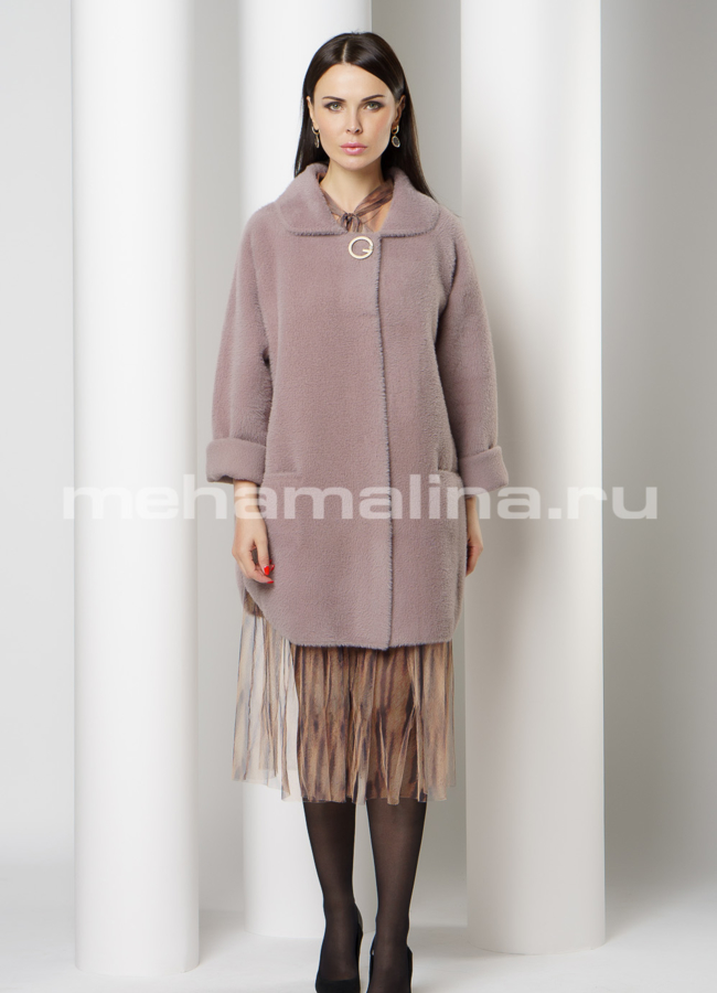 Пальто из микроворса с отложным воротником модель № 9826 универмаг малина