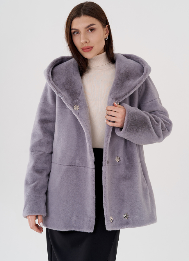 Женская куртка из эко меха в сером цвете модель № 23531 универмаг малина