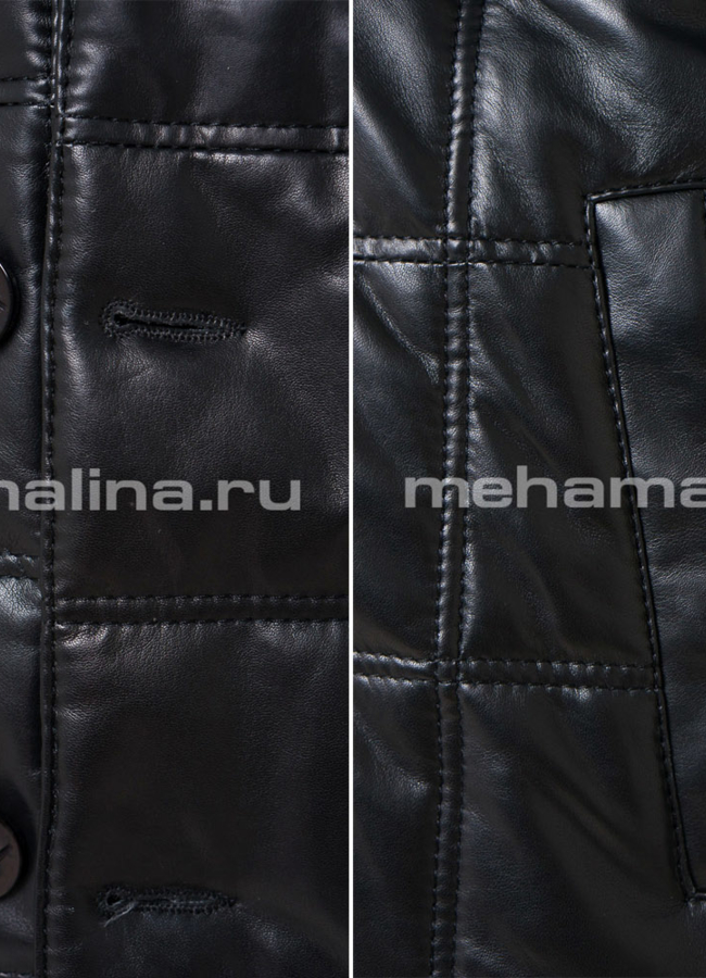 Кожаный пуховик модель № ПМ-52 универмаг малина