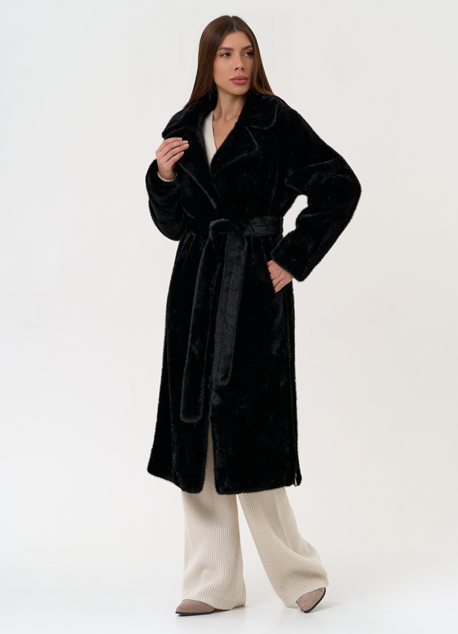 Женское пальто из эко меха с декоративными молниями модель № 31217 универмаг малина Женское пальто из эко меха с декоративными молниями модель № 31217 универмаг малина