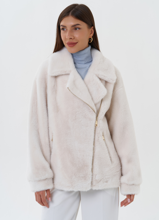 Пальто-косуха из эко меха  модель № 27690 меха малина