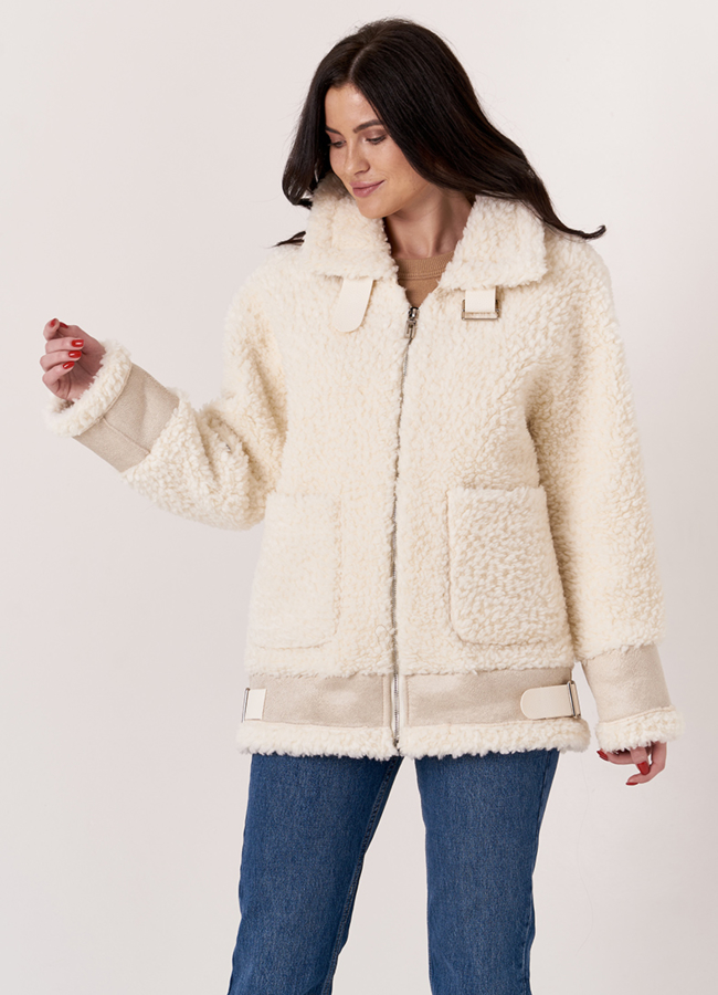 Куртка женская из шерсти в белом цвете модель № 19428 универмаг малина