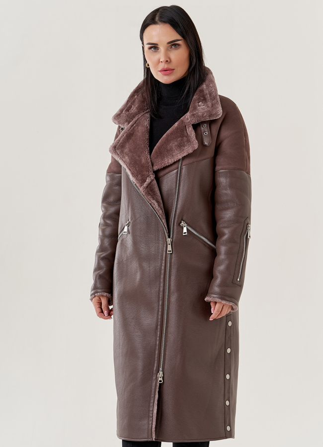Женская дубленка из искусственной кожи  модель № 79496 универмаг малина