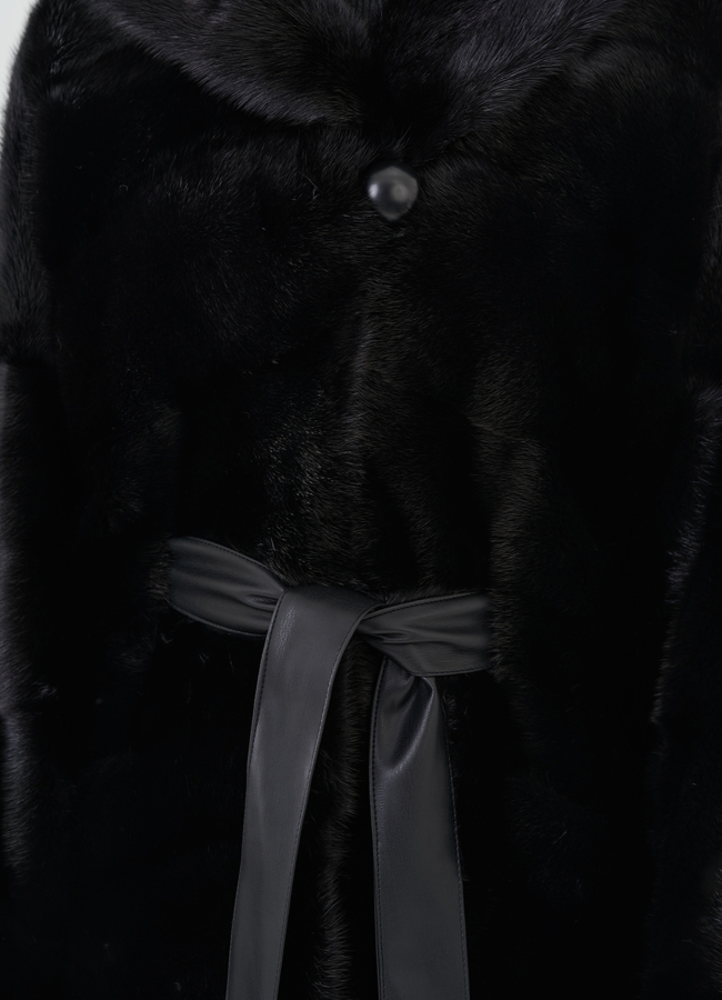 Длинная норковая шуба с капюшоном модель № 25018 в рассрочку