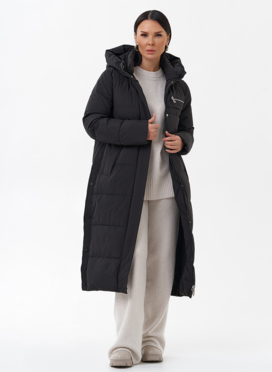 Длинный пуховик с капюшоном
