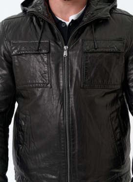 Мужская утепленная куртка из натуральной кожи