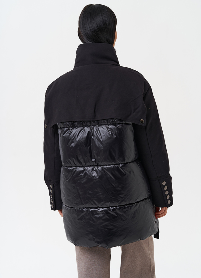 фото Женский пуховик черного цвета  модель № 28893