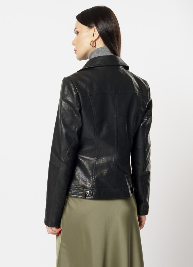 Куртка из эко кожи черного цвета модель № 22695 универмаг малина