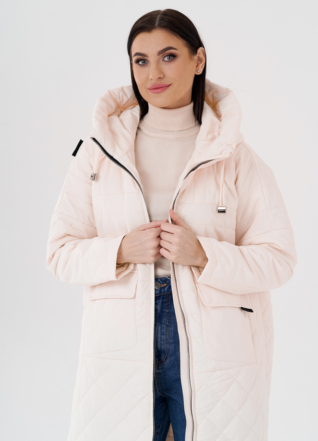 фото Женское полупальто с капюшоном  модель № 24337