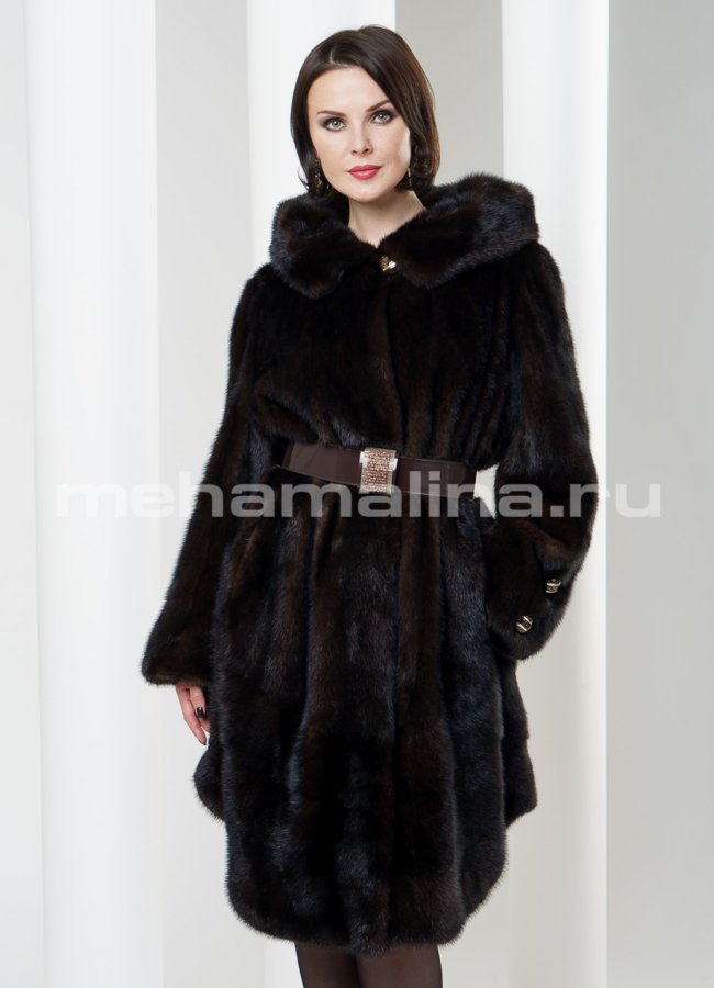 фото Шуба из норки с капюшоном 