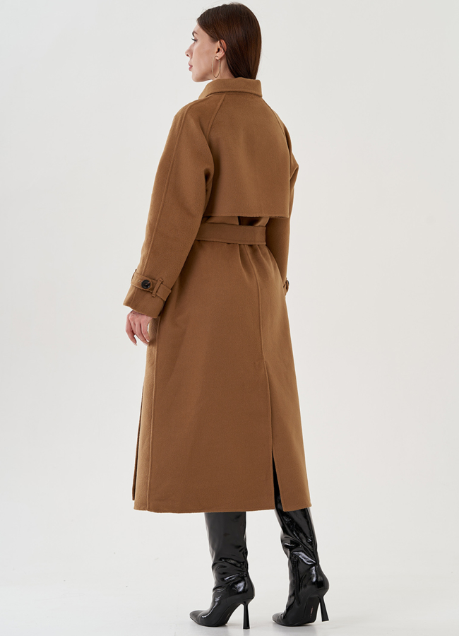 Женское пальто с поясом и отлетной кокеткой модель № 81820 в кредит