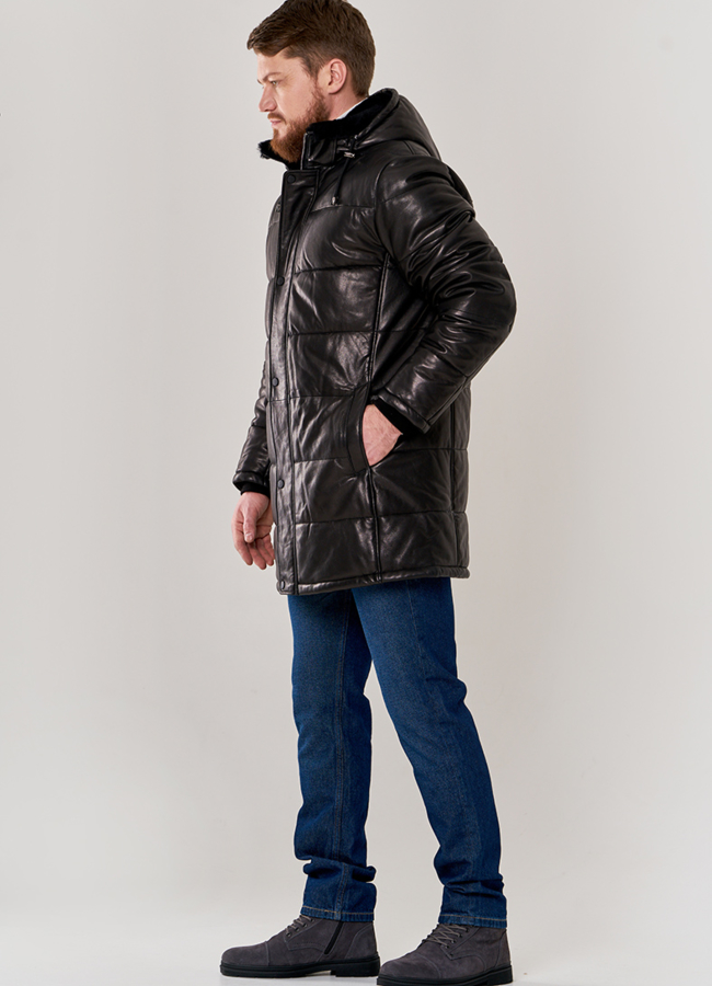 Длинный мужской пуховик модель № П-501 универмаг малина