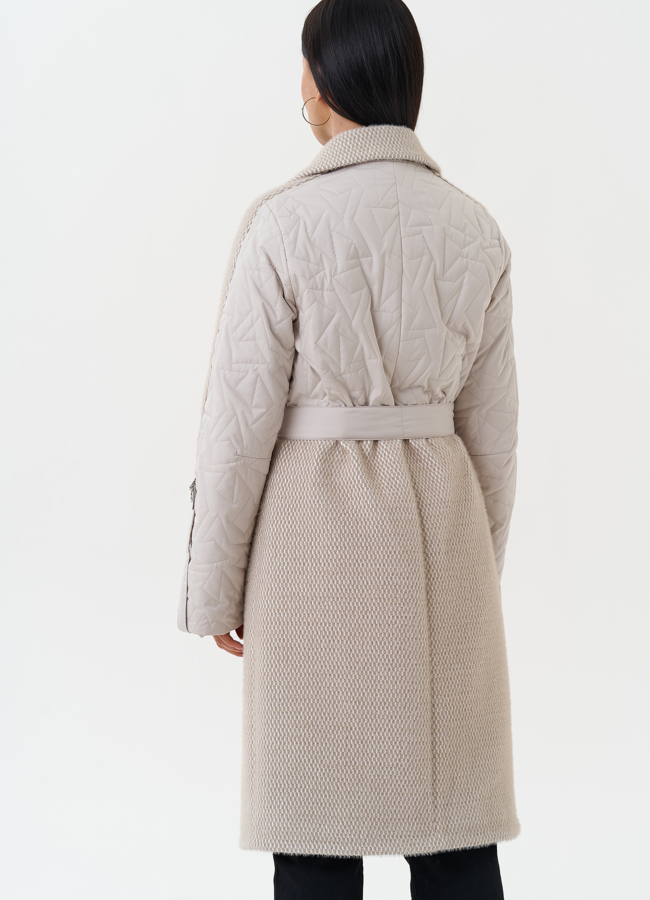 Женское утепленное пальто с поясом модель № 27154 универмаг малина