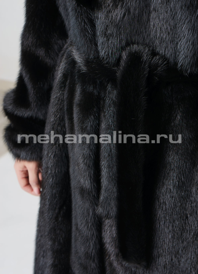 Норковая шуба черного цвета с английским воротником модель № S-750 универмаг малина
