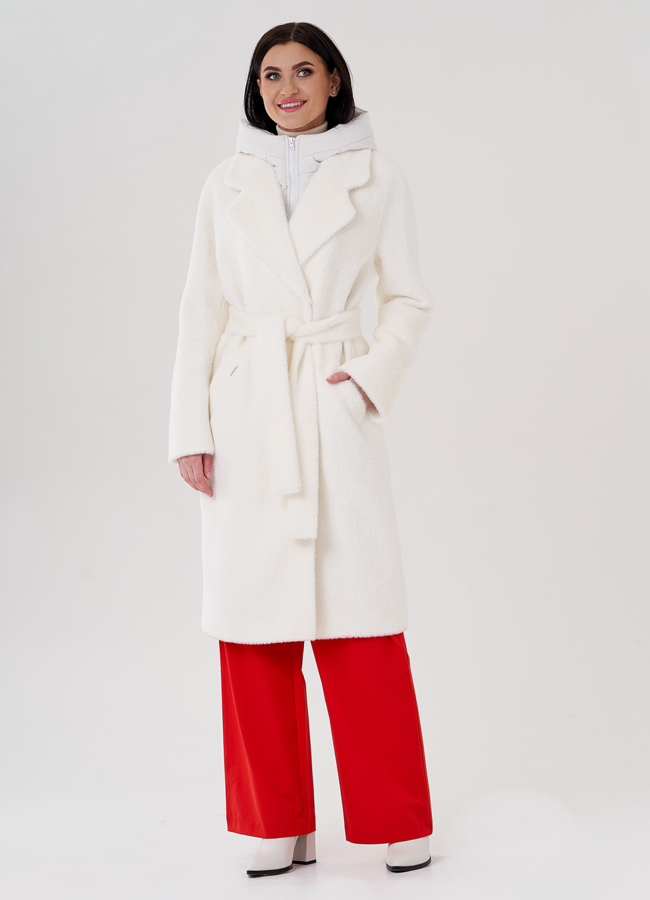 Женское пальто со съёмным капюшоном модель № 24325 в рассрочку