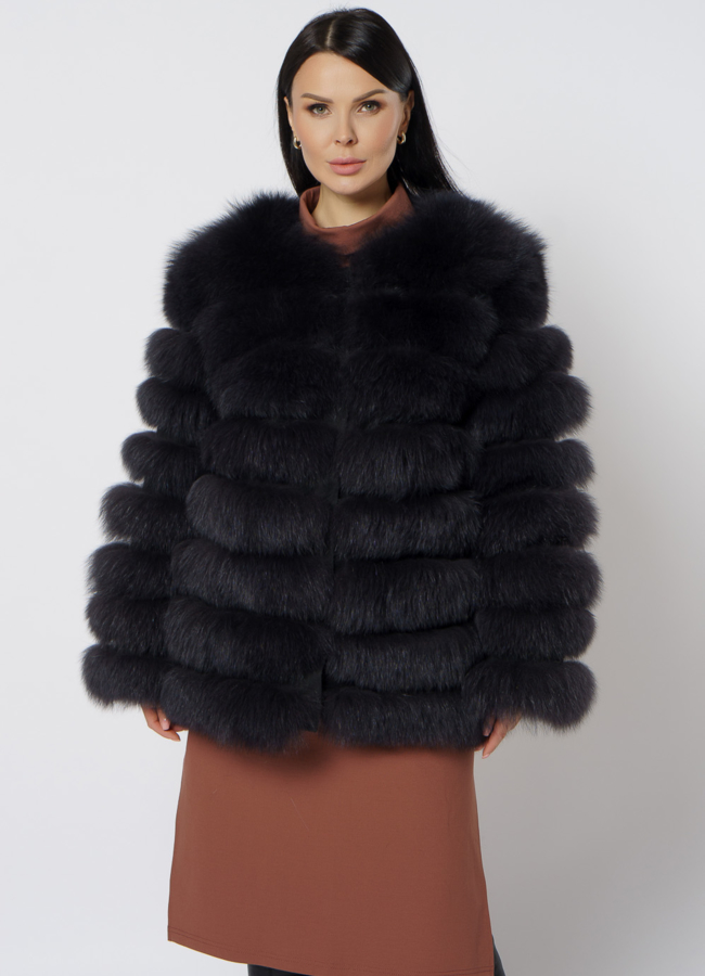 Шуба из песца в цвете графит модель № 11879 универмаг малина