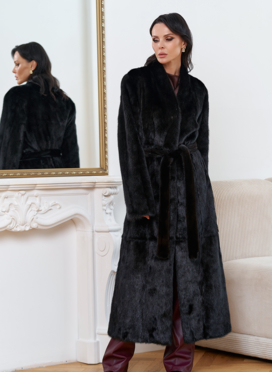 Женская длинная шуба из меха норки