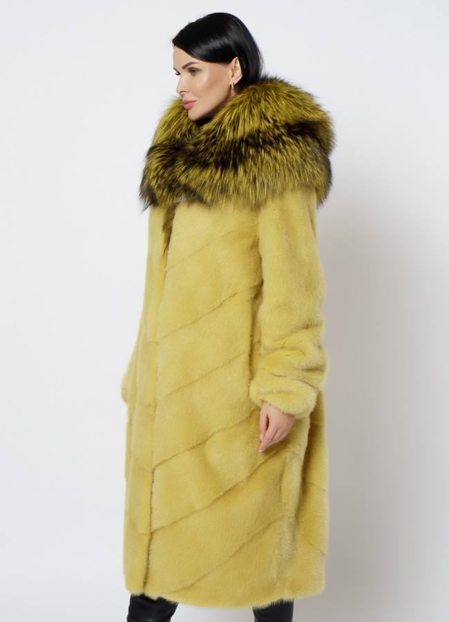 Шуба из норки желтого цвета модель № 1200 универмаг малина
