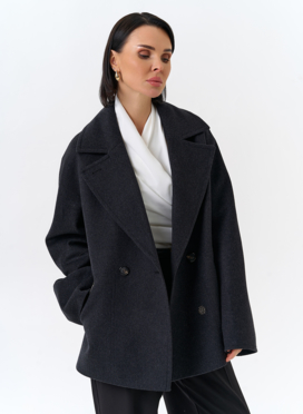 Женское укороченное пальто с английским воротником