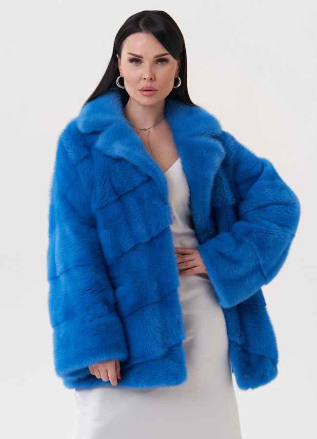 Укороченная норковая шуба с английским воротником модель № 26643 универмаг малина