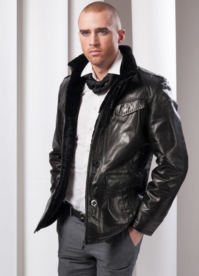 Дубленка модель № DM-36 меха малина