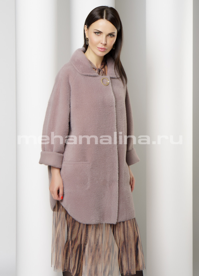 фото Пальто из микроворса с отложным воротником модель № 9826