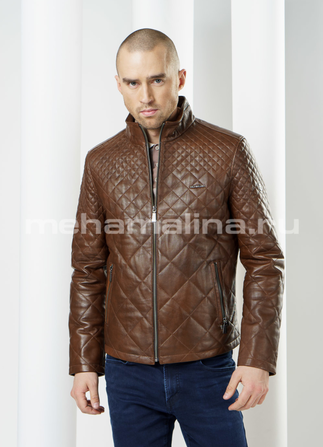 Куртка кожаная, цвет коричневый модель № KP-93 в кредит