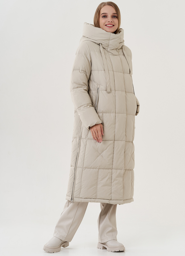 Пуховик женский с капюшоном  модель № 25447 меха малина