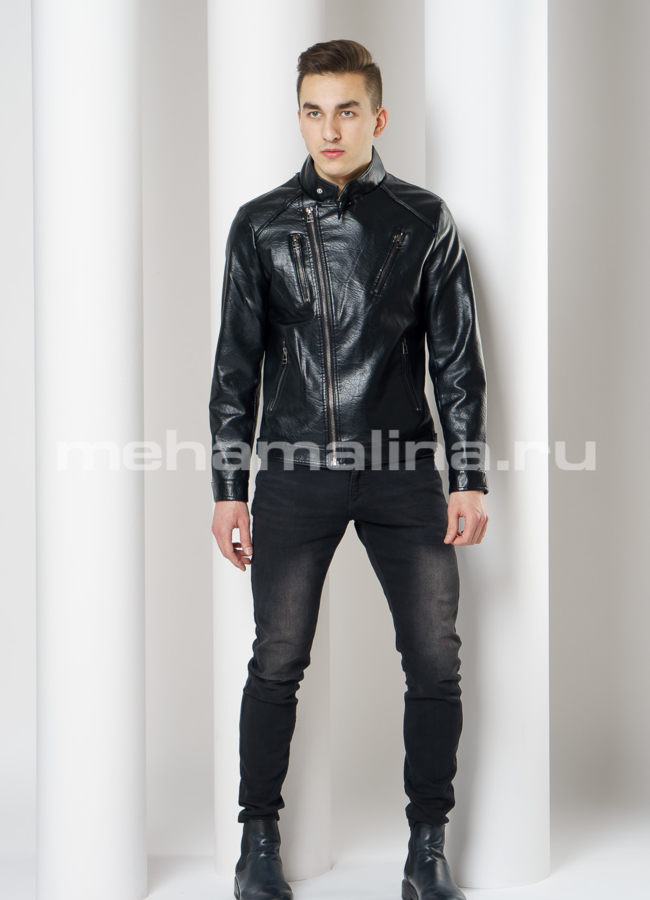 Косуха из эко кожи черного цвета модель № 01 в кредит