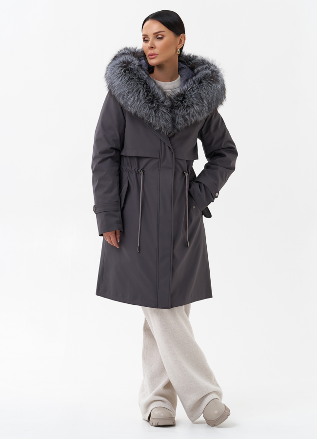 Парка женская с отделкой из меха чернобурки модель № 29188 в рассрочку