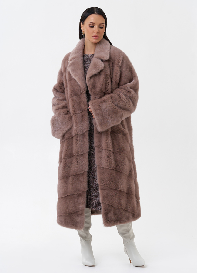 Норковая шуба пудрового цвета модель № 29256 универмаг малина