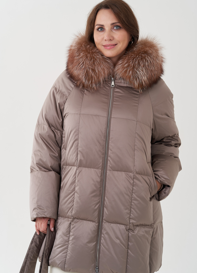 Женский пуховик с капюшоном  модель № 25369 в рассрочку