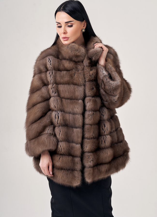 Шуба из куницы с воротником стойка модель № 23878 универмаг малина