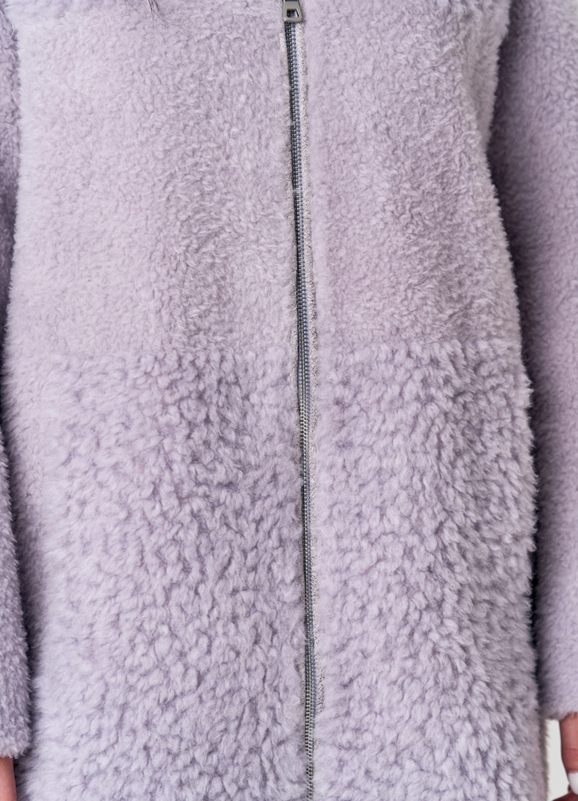 Прямое пальто из шерсти с капюшоном модель № 21560 в кредит