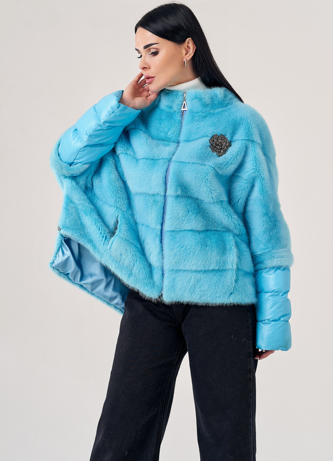 Свитер из норки в голубом цвете модель № 23116 в кредит