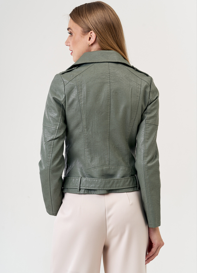 Куртка из эко кожи зеленого цвета модель № 21249, 22692 в кредит