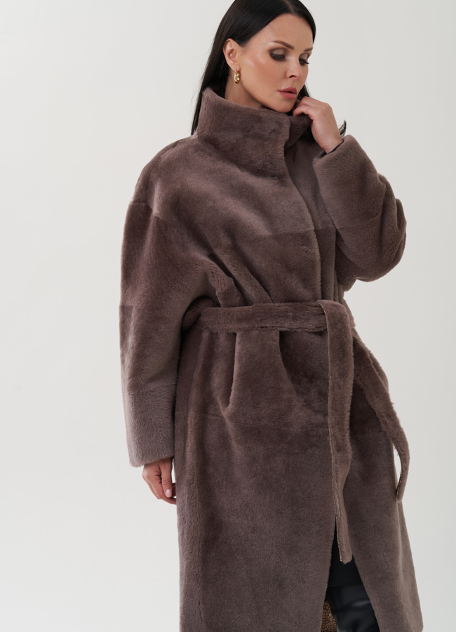 Двухсторонняя дубленка в цвете капучино модель № 25526 универмаг малина