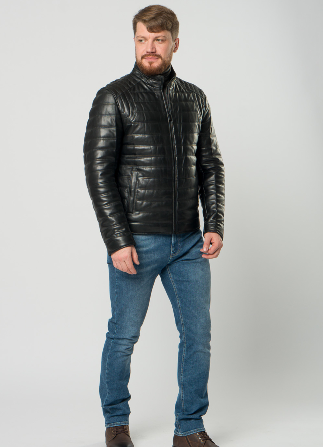 Куртка черного цвета  модель № KP-193 в кредит