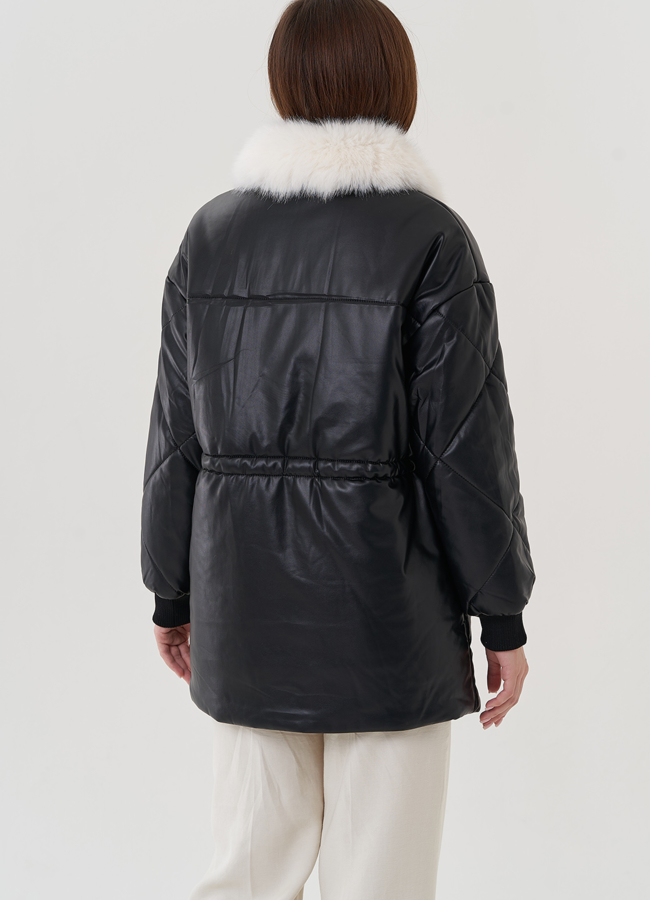 Куртка из искусственной кожи с отделкой из экомеха модель № 81869 в кредит