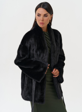 Норковый жакет черного цвета
